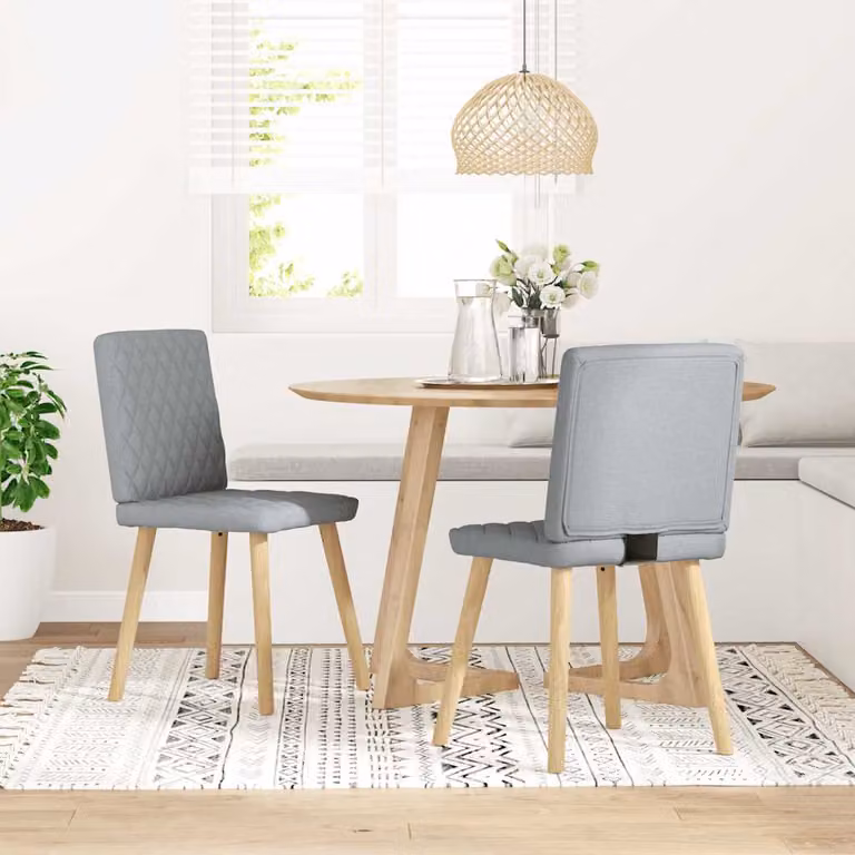 Set di 2 sedie da pranzo vidaXL in tessuto grigio chiaro con struttura in legno e metallo