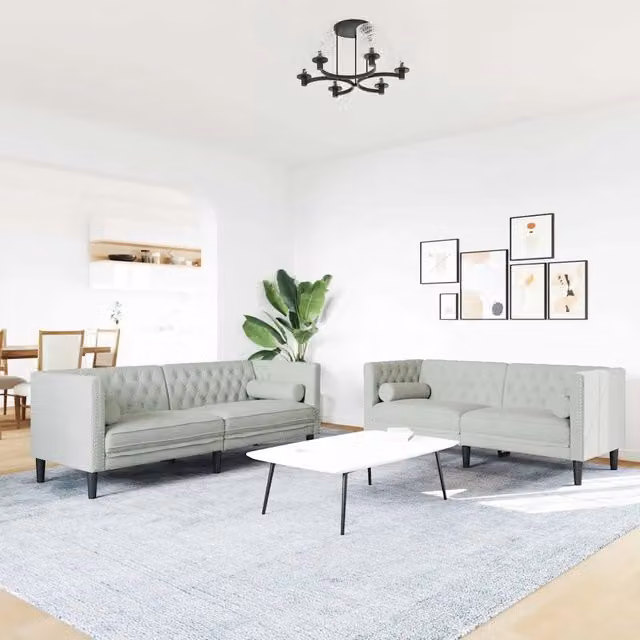 Divano per Soggiorno 2 pz Grigio chiaro Velluto 3385864