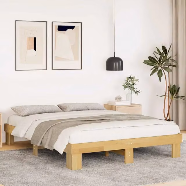 Struttura Letto Giroletto Design Mania in Legno Massello di Rovere Marrone L: 138 cm, P: 193 cm, H: 151 cm – 1