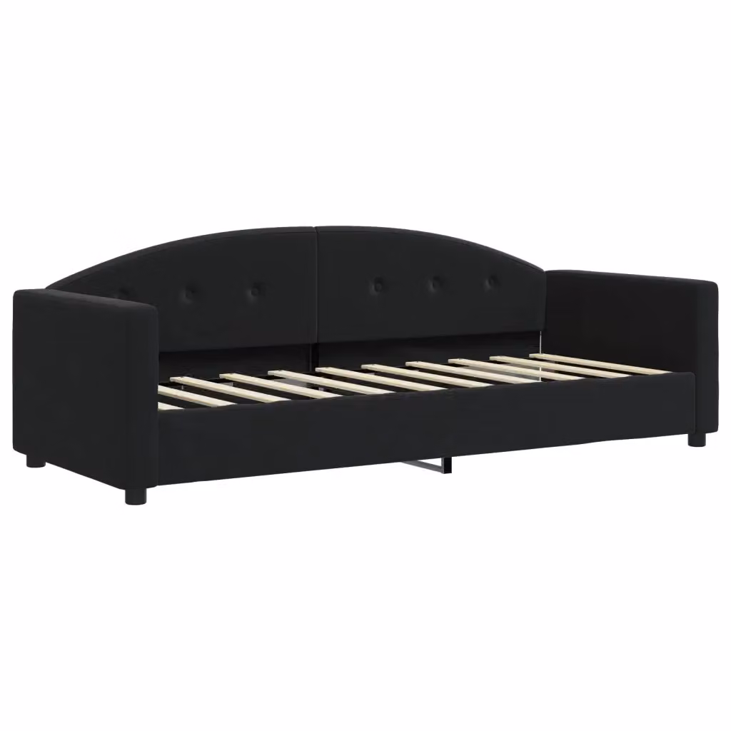 Letto da giorno moderno vidaXL in velluto nero con struttura in metallo e legno – 2