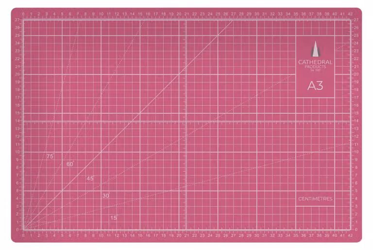 Tappetino da taglio A3, doppio lato, spessore 3 mm, con griglia metrica e in pollici, colore rosa, per l'officina