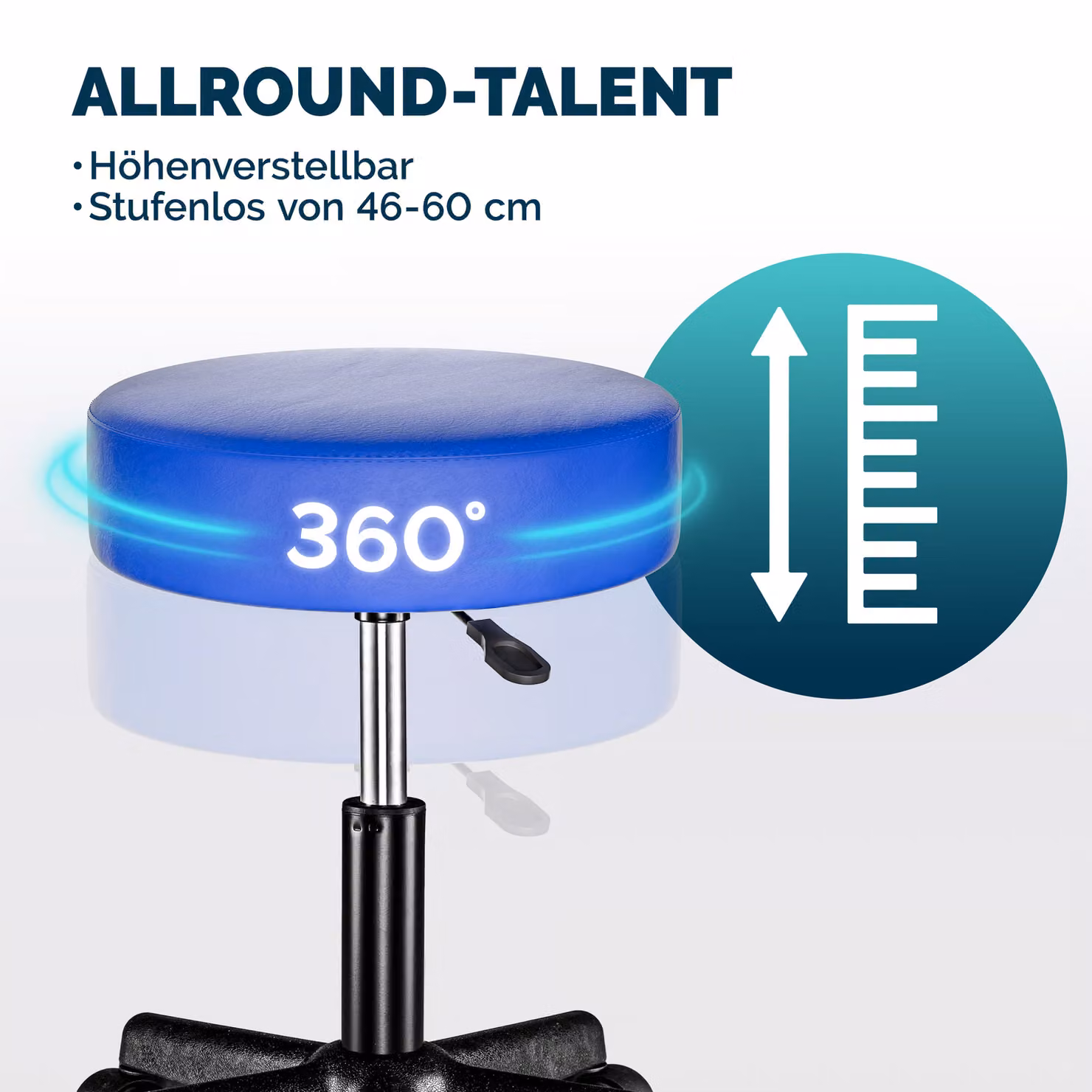 Set di 2 sgabelli girevoli 360 Casaria® in similpelle blu con ruote per ufficio e casa – 2