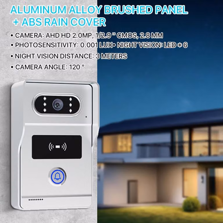 Videocitofono con schermo tattile a colori da 7 pollici, alimentazione a 220 volt, modello cablato