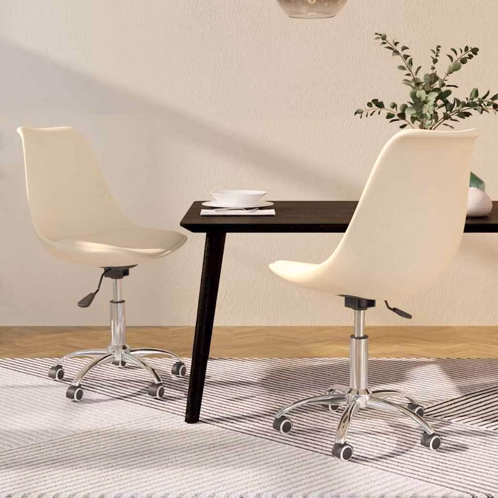 Set di 2 sedie da pranzo girevoli vidaXL in tessuto beige con ruote e design moderno