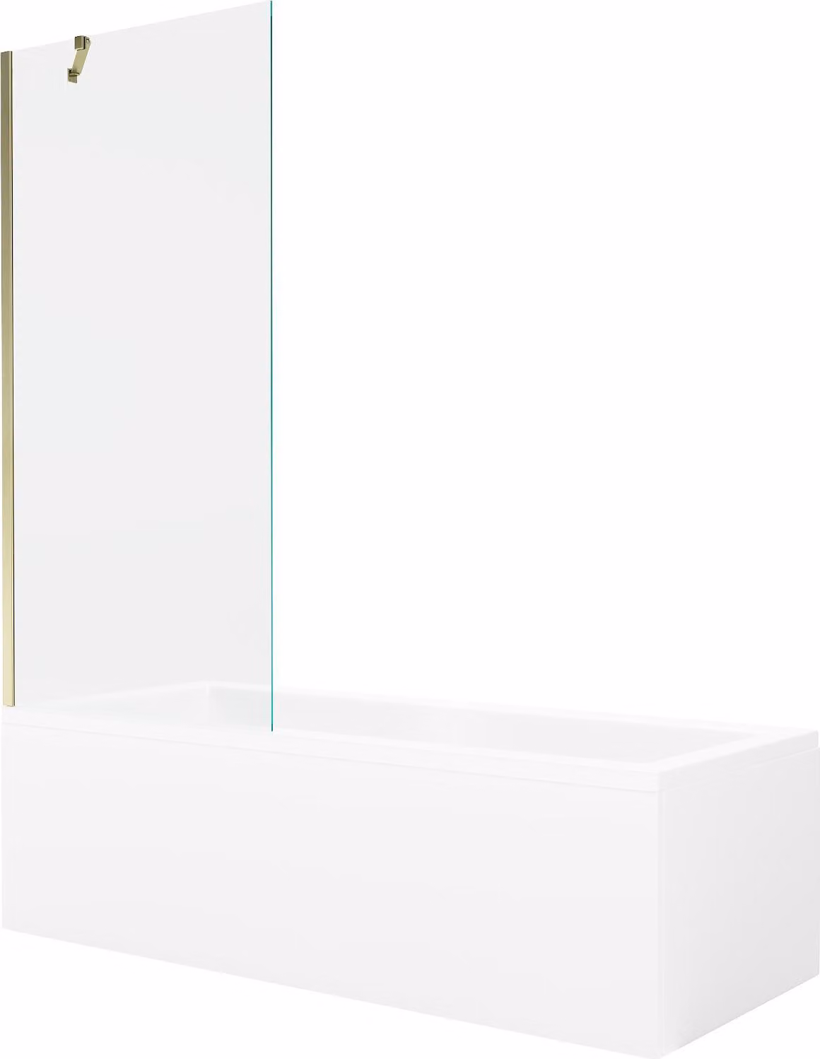 Mexen Cubik vasca rettangolare 150 x 70 cm con rivestimento e paravento a 1 anta 80 cm, trasparente, oro - 550315070X9508000050