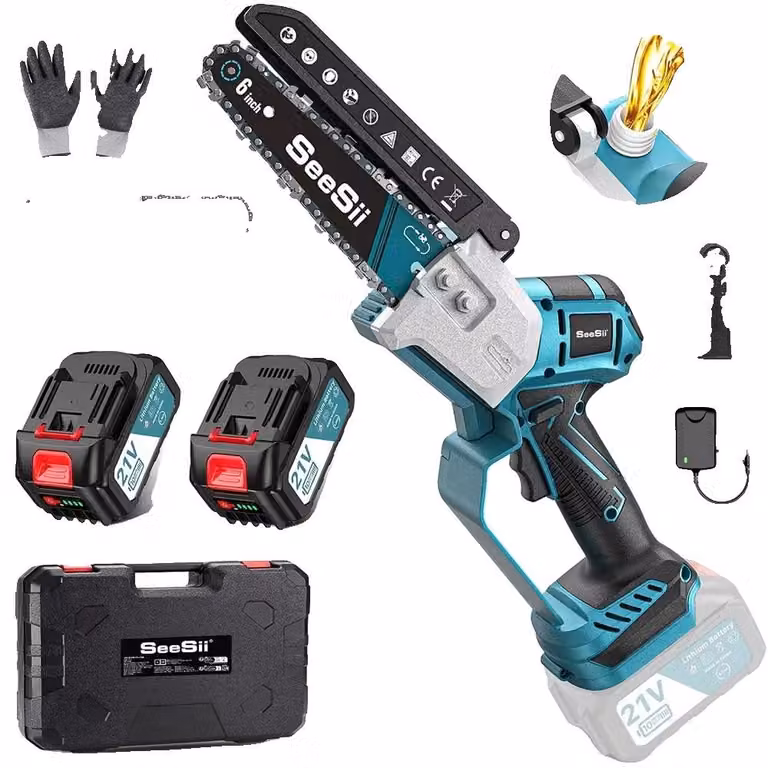 Troncatrice a catena, motore brushless, funzionamento a batteria, con 2 batterie da 4,0 Ah
