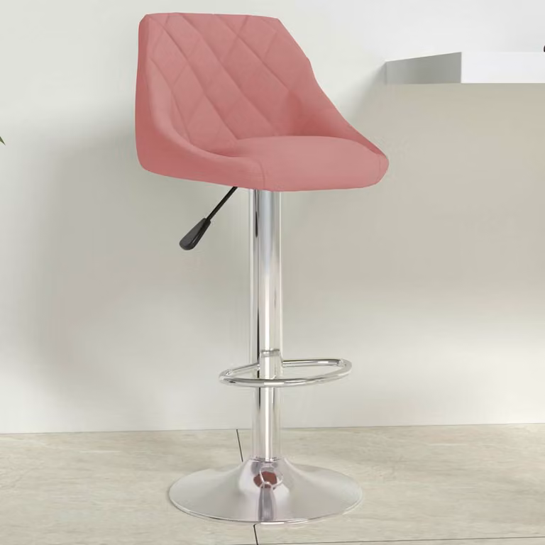 vidaXL Sgabello da Bar Rosa in Velluto con Seduta Girevole a 360 Gradi
