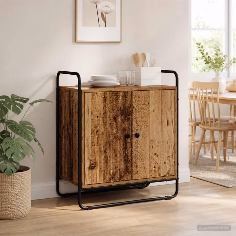 Credenza in stile industriale vidaXL in legno e metallo, colore marrone, L 68 cm x P 35 cm x H 75 cm