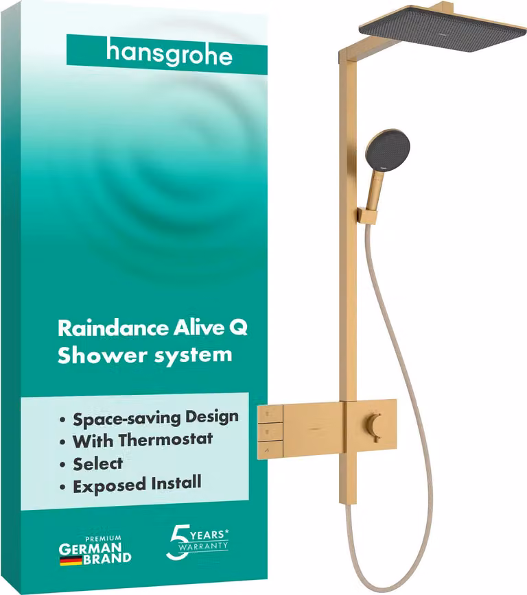 hansgrohe Showerpipe Raindance Alive Q 210/340 2jet con termostato BBR, 1 pezzo.