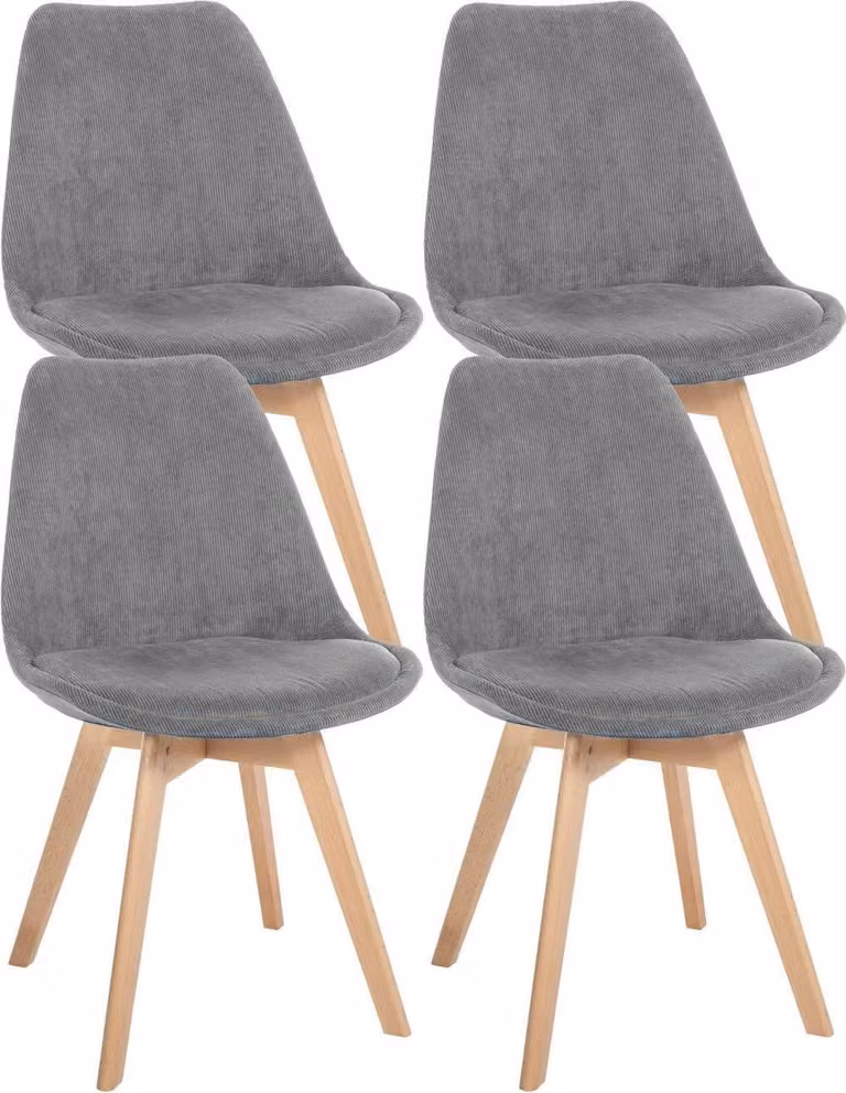 set di 4 sedie da pranzo - sedie da cucina - comode e facili da pulire | Colore: Grigio | Materiale: Corda