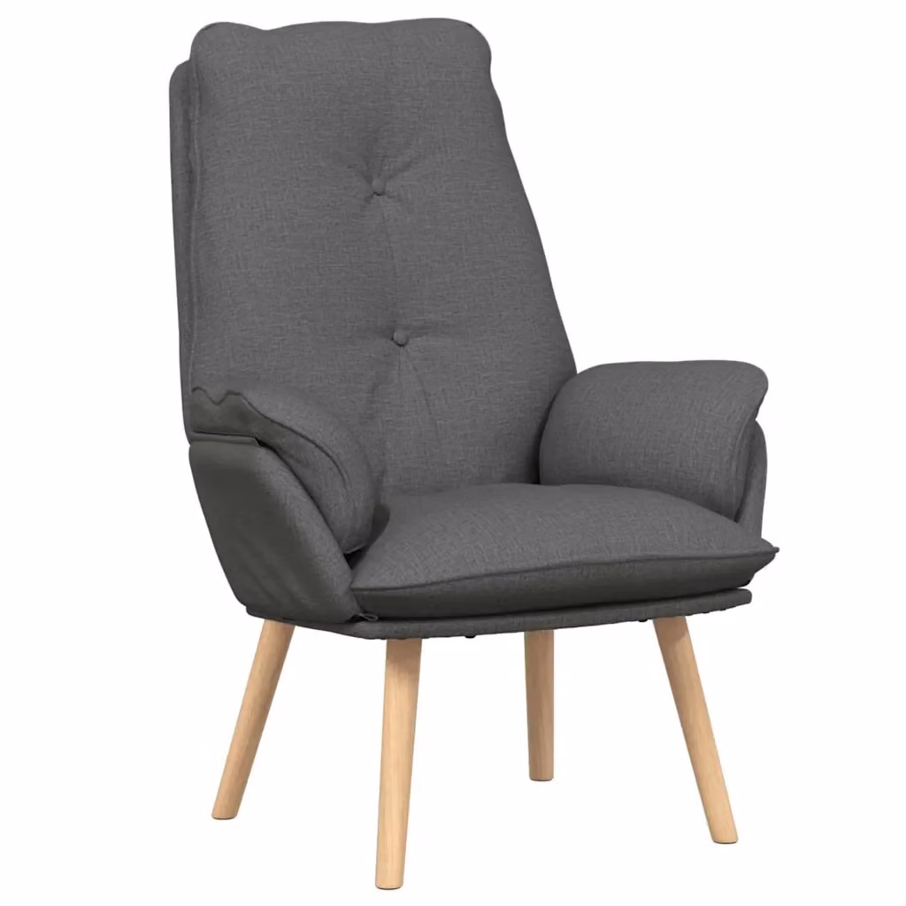 Poltrona Lounge Moderna in Tessuto Grigio con Braccioli e Struttura in Legno, L: 69 cm, P: 74 cm, H: 93 cm – 2
