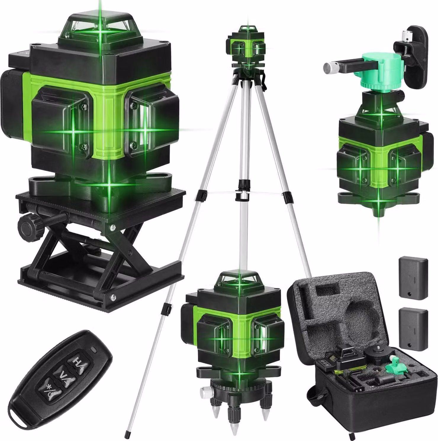 Livella laser, 16 linee, funzione di autolivellamento, verde UE con treppiede