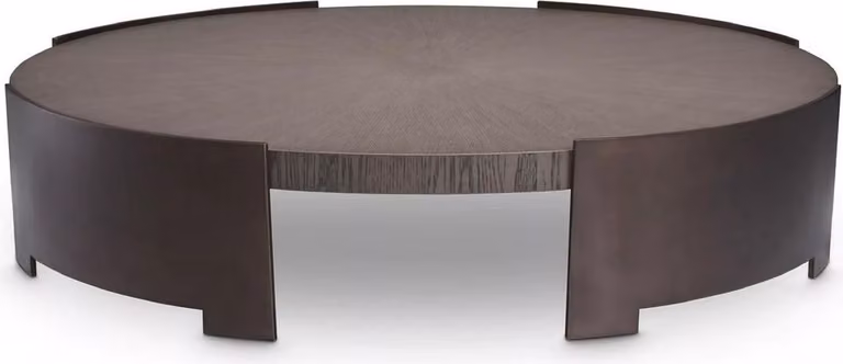 Tavolino Casa Padrino grigio/bronzo Ø 118,5 x h. 24,5 cm - Tavolo rotondo da salotto con piano in legno massiccio - Mobili da salotto - Mobili in legno massiccio - Mobili - Arredi