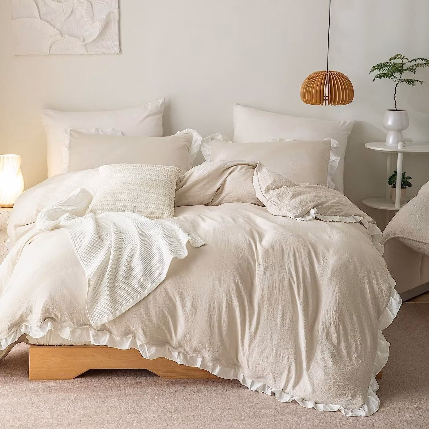 Omgoods - Set di lenzuola con copripiumino romantico, 135 x 200 cm, con design reversibile
