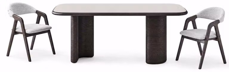 Tavolo da pranzo in legno con 2 sedie, completo per la sala da pranzo, design moderno