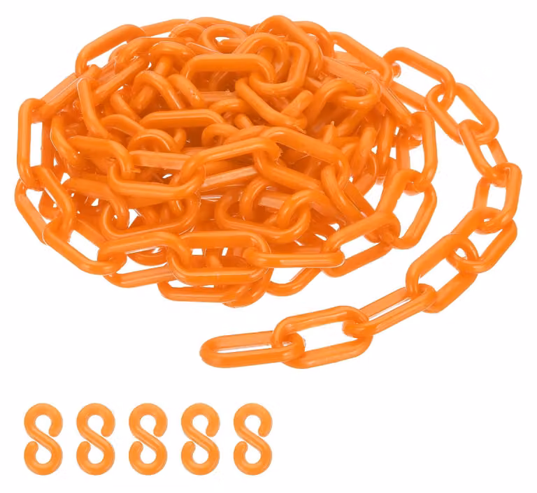 Catena in plastica, lunghezza 3 metri, dimensioni 35x20x6 cm, 5 ganci, realizzata in polietilene, catena di sicurezza