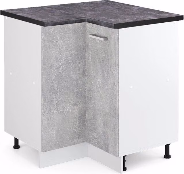 Mobile ad angolo cucina R-Line Calcestruzzo/Bianco 75.6 cm, PL Antracite Vicco