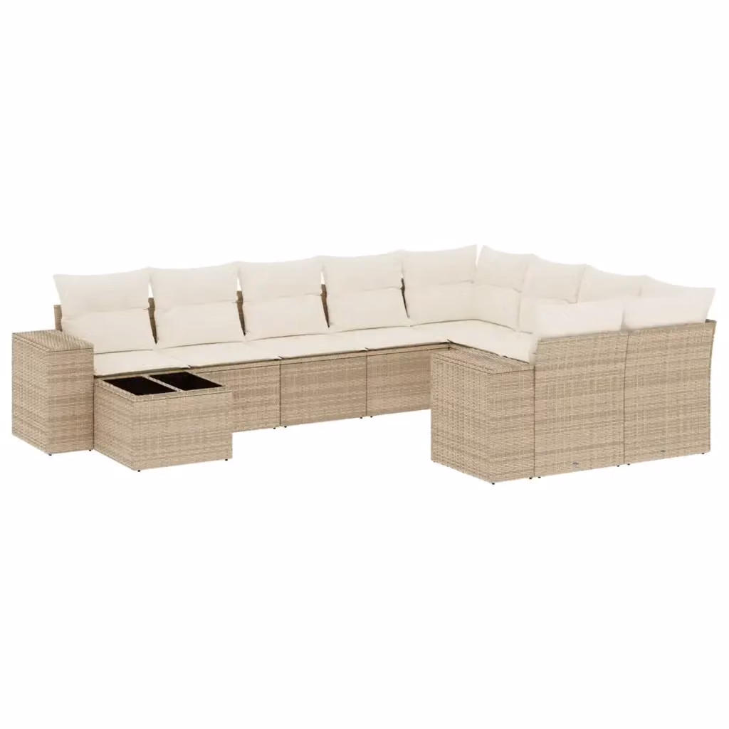 Set da giardino VIDAXL in polyrattan composto da 10 pezzi con cuscini beige e design moderno – 2
