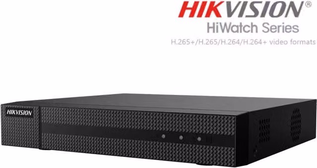NVR Hikvision HWN-4104MH-4P a 4 canali con risoluzione 4K HD, 4 porte PoE, compressione H.265+ e supporto P2P ONVIF, colore nero
