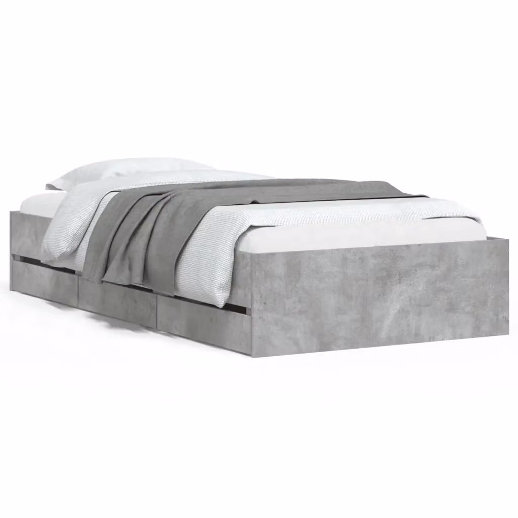 Letto con cassetti vidaXL in legno multistrato grigio cemento 90 x 190 cm – 2