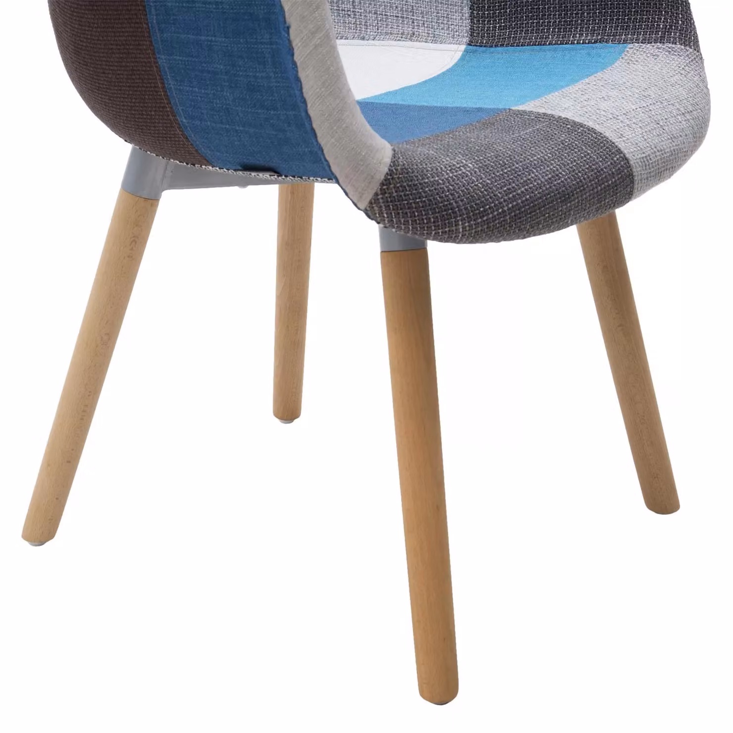Set di 2 poltrone moderne patchwork in tessuto multicolore azzurro e grigio con braccioli Mobili 2G L: 62 cm, P: 65 cm, H: 79 cm – 2