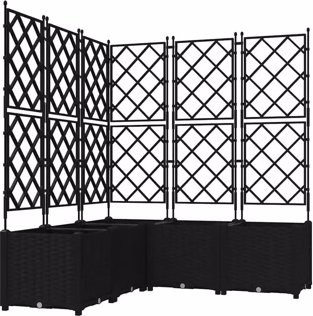 Fioriere | Cassetta per fiori | Vaso da giardino 5 pz Nero 120 x 120 x 143 cm Plastica