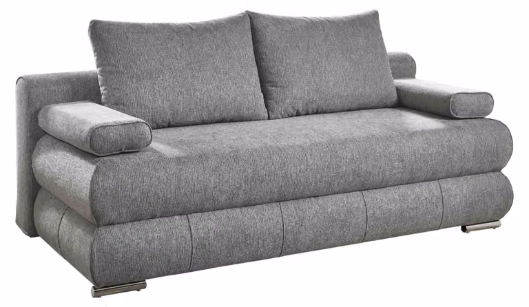 Divano letto - Grigio - Rivestimento in tessuto - Con funzione letto per ospiti e contenitore - Con cuscini