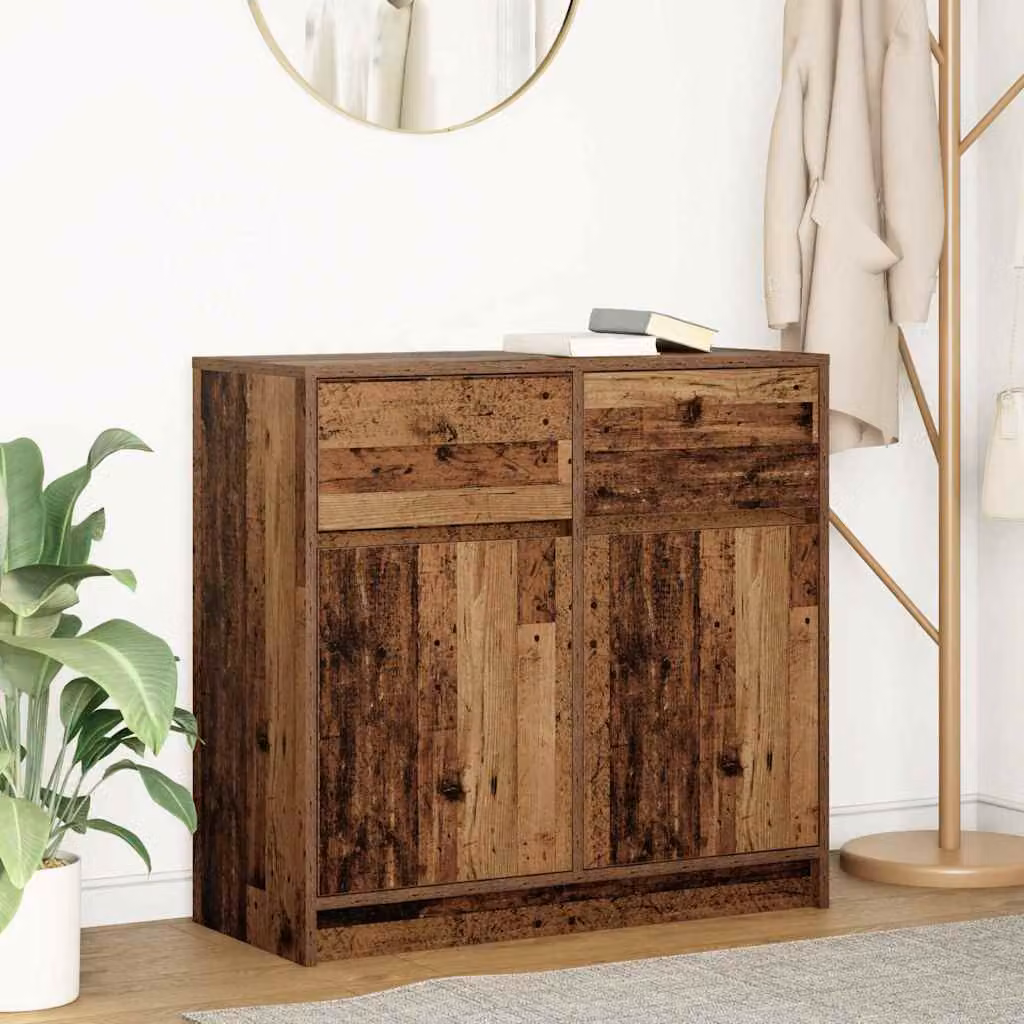 Credenza con cassetto vidaXL in legno MDF color marrone stile rustico L: 80 cm, P: 34 cm, H: 76 cm