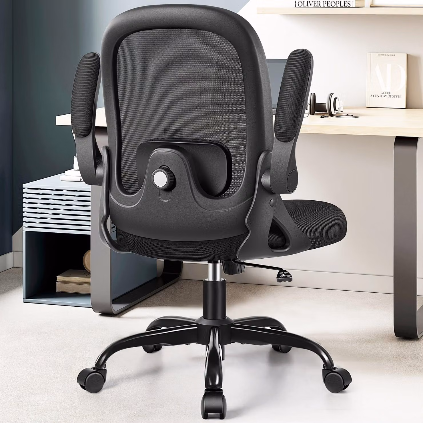 Sedia da ufficio ergonomica con supporto lombare 3D, schienale traspirante in mesh e altezza regolabile
