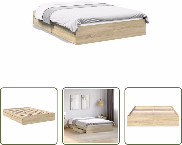 The Living Store Struttura letto con cassetti in rovere Sonoma 120x200cm Materiale legno