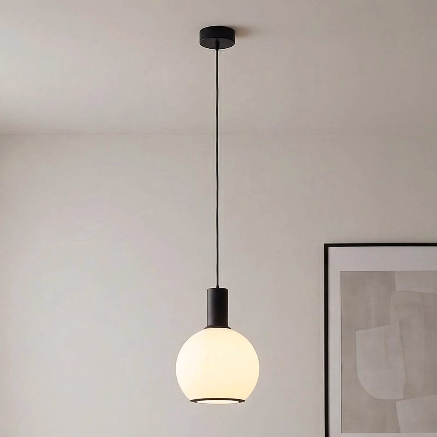 Lampada a sospensione in vetro Milano Argon, dimmerabile, Bianco / Opale, Soggiorno / Sala da pranzo, Vetro, Moderno, Lampada a sospensione
