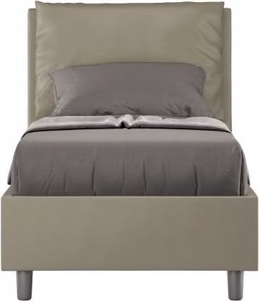 Letto imbottito Singolo 80x210 cm Antea - Similpelle,Cappuccino,Con rete