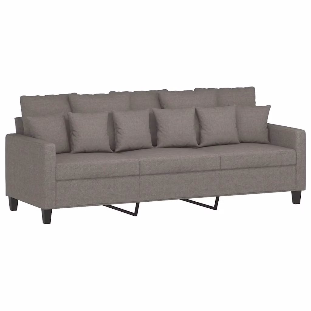 Divano a 3 posti moderno vidaXL in tessuto beige e grigio con struttura in metallo e cuscini inclusi L: 198 cm, P: 80 cm, H: 77 cm – 2