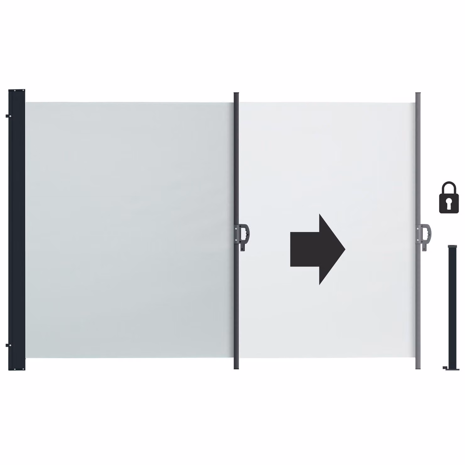 Tenda laterale estraibile tectake con meccanismo a rullo, oscurante, in poliestere e acciaio, grigio, L: 300 cm, H: 160 cm – 2