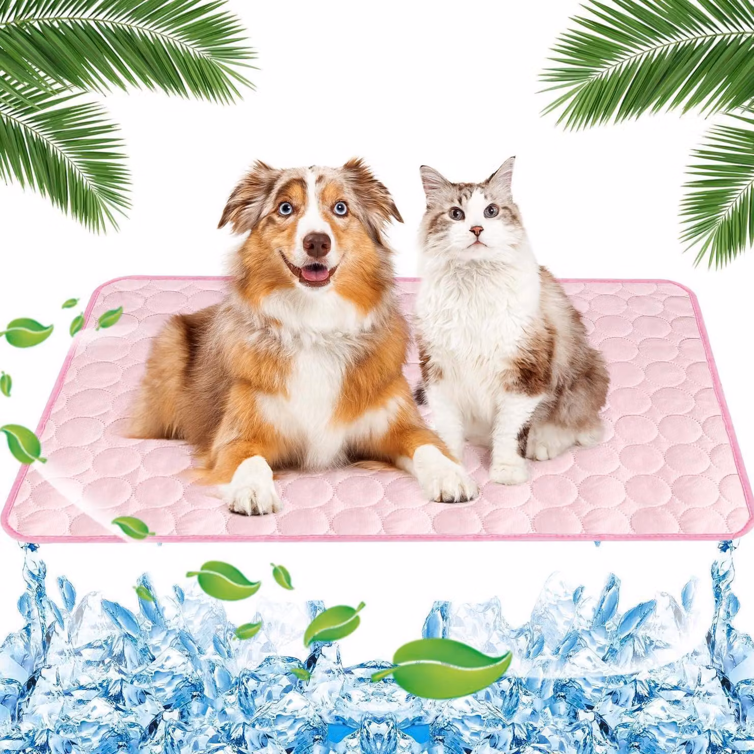 Tappetino refrigerante per cani e gatti, autorigenerante, 70x100 cm, rosa, taglia XL