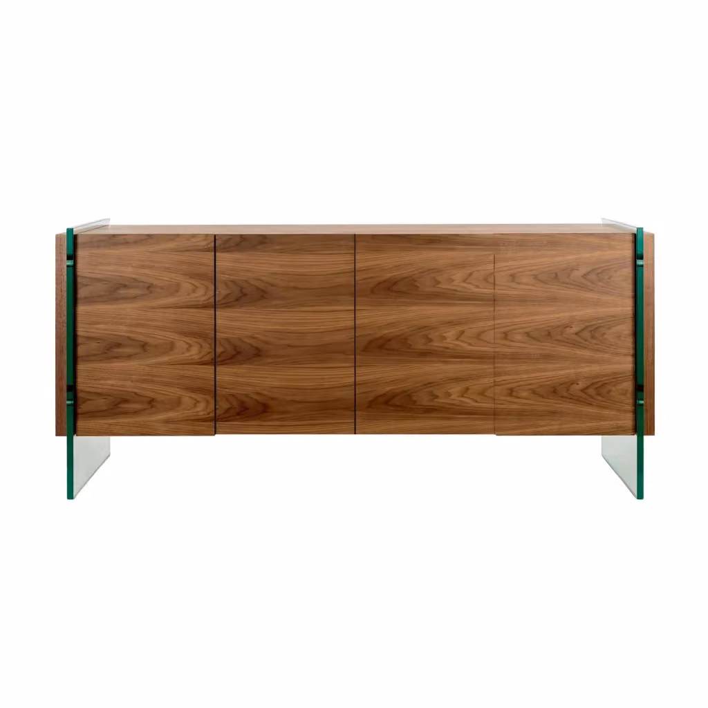 Credenza moderna Angel Cerdá in noce e vetro temperato color marrone – 2