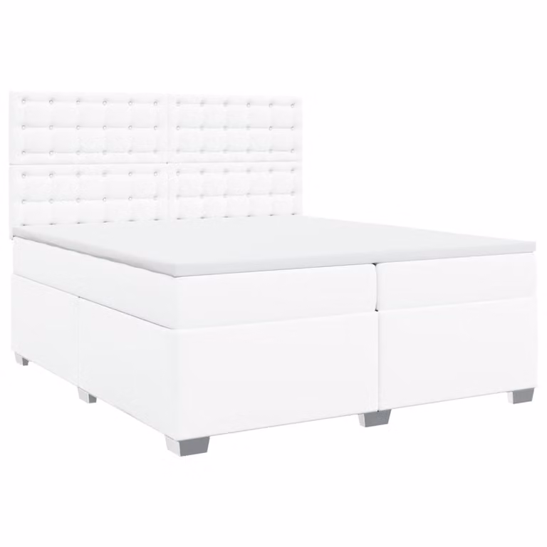 Giroletto a Molle con Materasso Bianco 200x200cm in Pelle finta