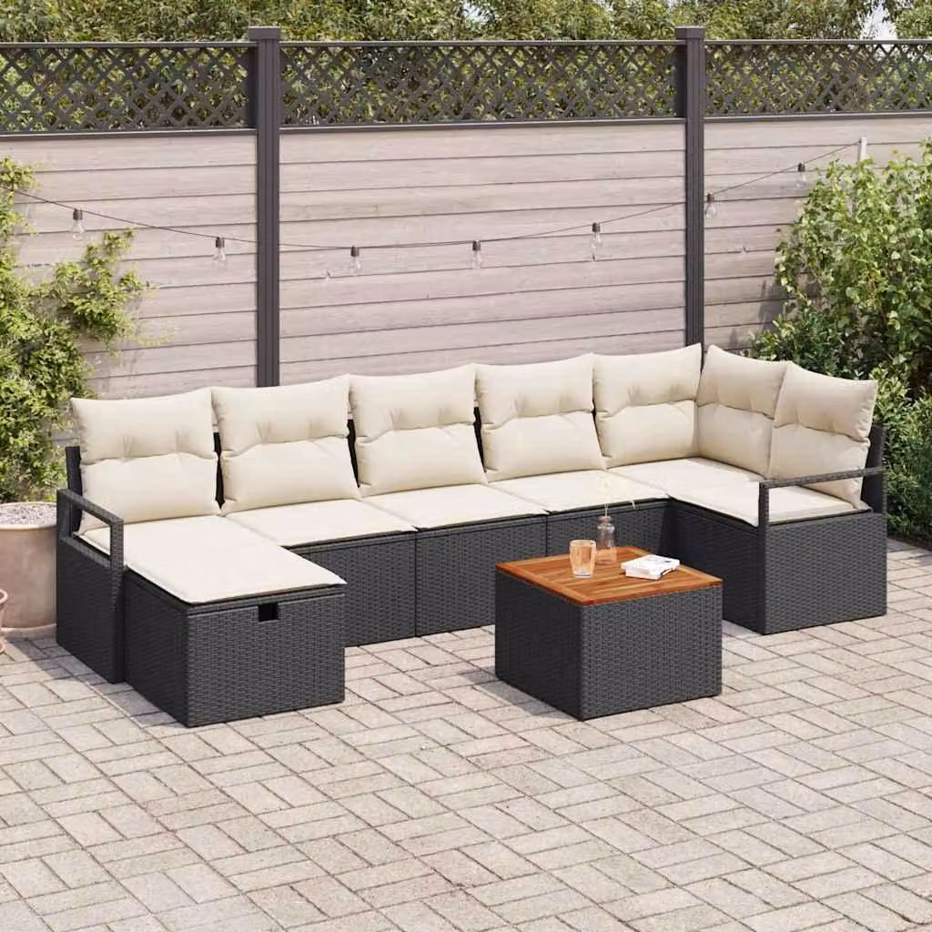 Maison Exclusive - Set da giardino composto da 8 pezzi, divano in rattan sintetico nero