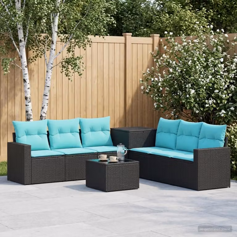 vidaXL Set di divani 8 pz Nero e Blu 55 x 55 x 37 cm