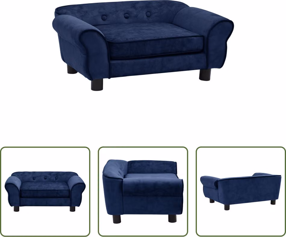 The Living Store Divano per cani Blu 72x45x30 cm in peluche