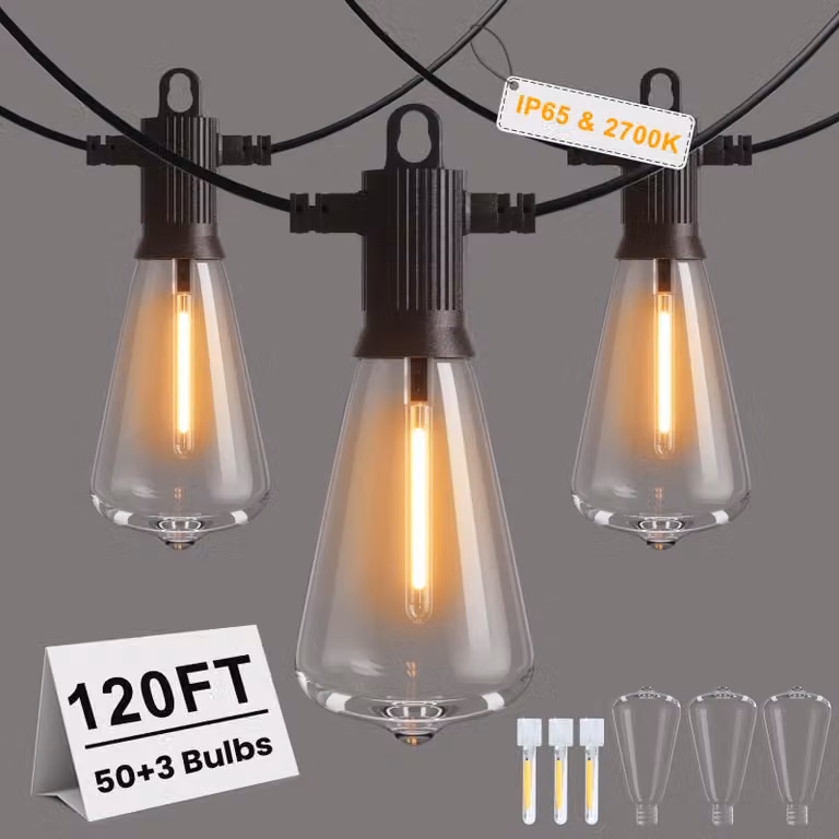 Catena luminosa a LED, 36 metri, con più di 50 lampadine a luce calda, grado di protezione IP65, dimmerabile