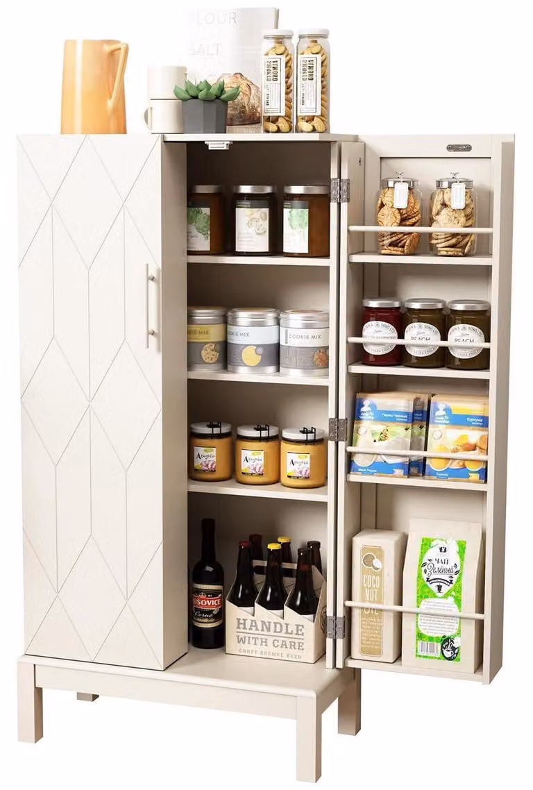 Armadio multifunzionale bianco con ripiano regolabile, dimensioni 114,4 x 59 x 30 cm, gambe dorate, stile 1