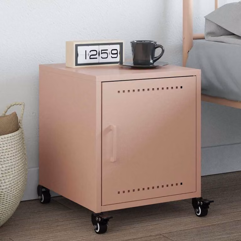 Comodino vidaXL moderno in metallo rosa L: 36 cm, P: 38,5 cm, H: 43,5 cm