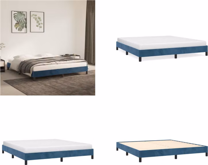 vidaXL Struttura letto blu scuro 180x200 cm in velluto - Struttura letto - Cornici letto - Struttura letto - Letto