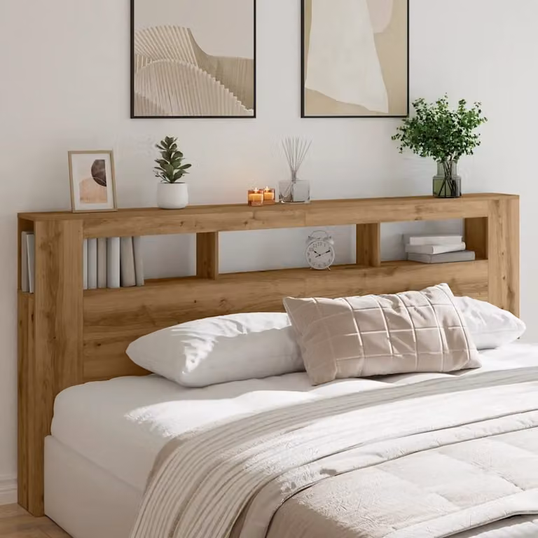 Testiera Letto con LED e Porta USB vidaXL in Rovere, L 220 x P 18,5 x H 103,5 cm