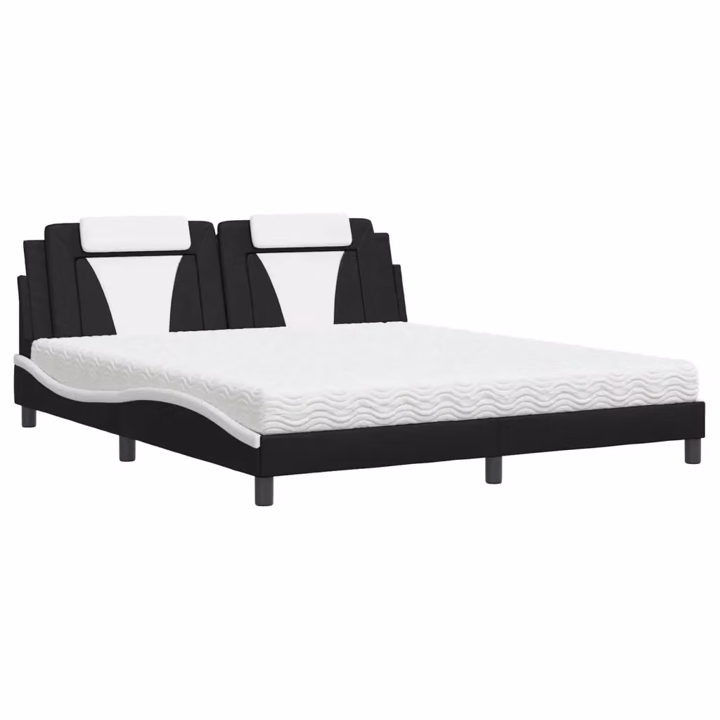 Letto Viana vidaXL con materasso in similpelle nero e bianco L/P/H: 180 x 200 cm – 2