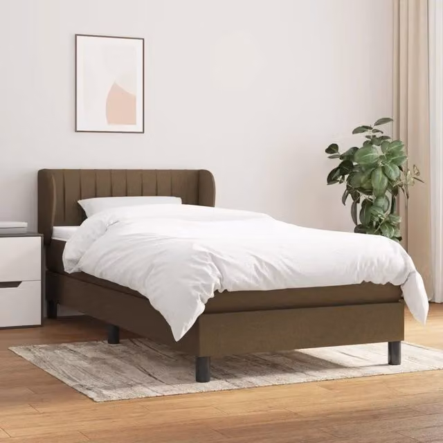 Giroletto a Molle con Materasso-Struttura Letto Marrone Scuro 100x200cm Tessuto 155077