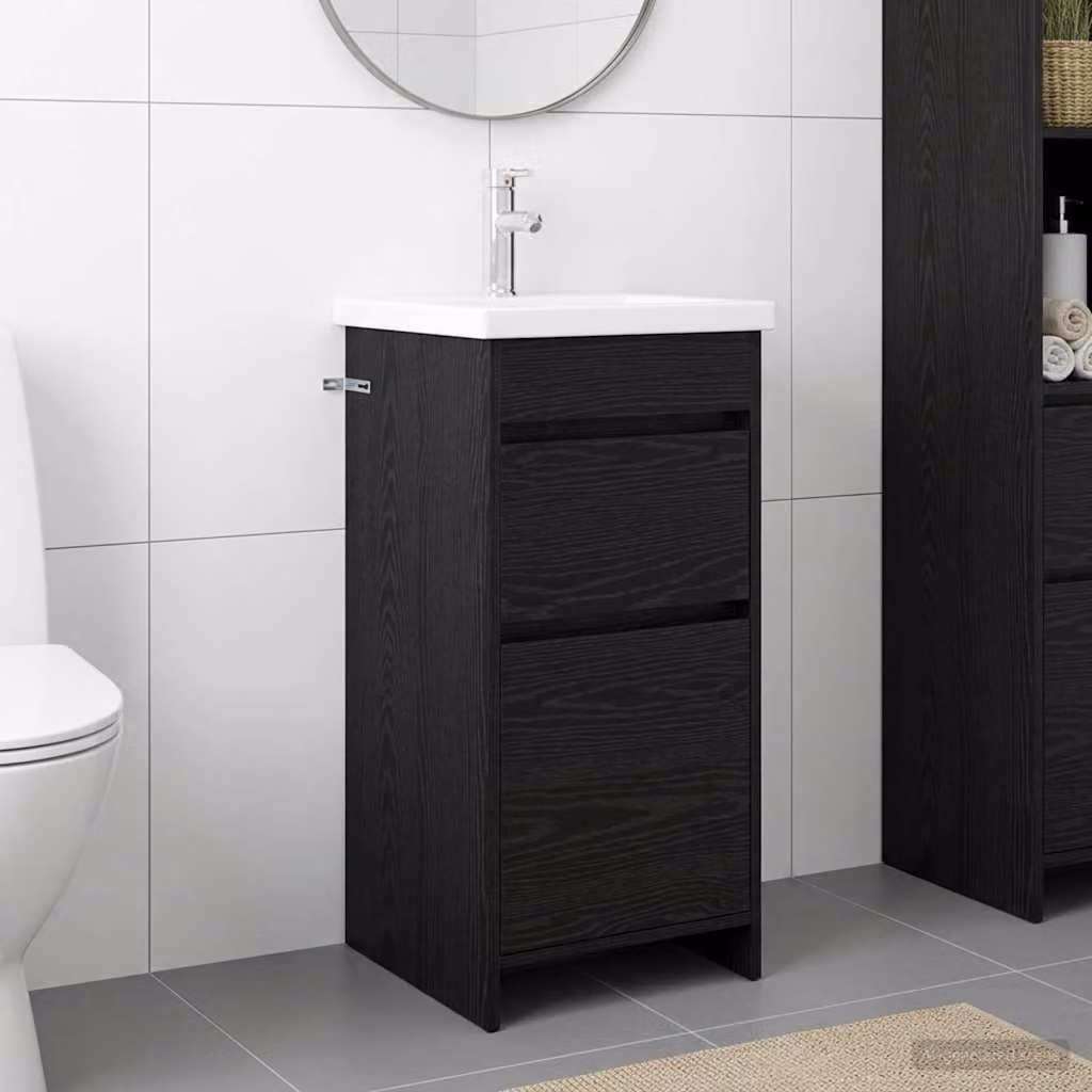 Mobile da bagno con lavabo vidaXL moderno in Rovere Nero, L 42 cm x P 40 cm x H 84,5 cm