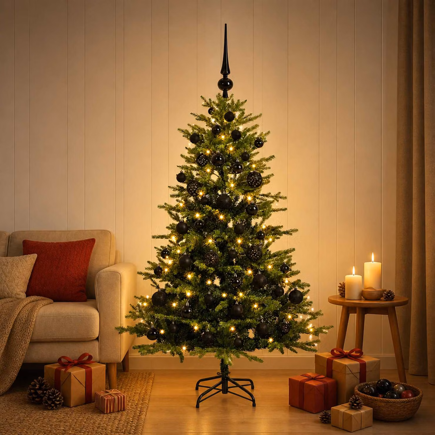 vidaXL Albero di Natale artificiale con palline 120 cm 150 LED