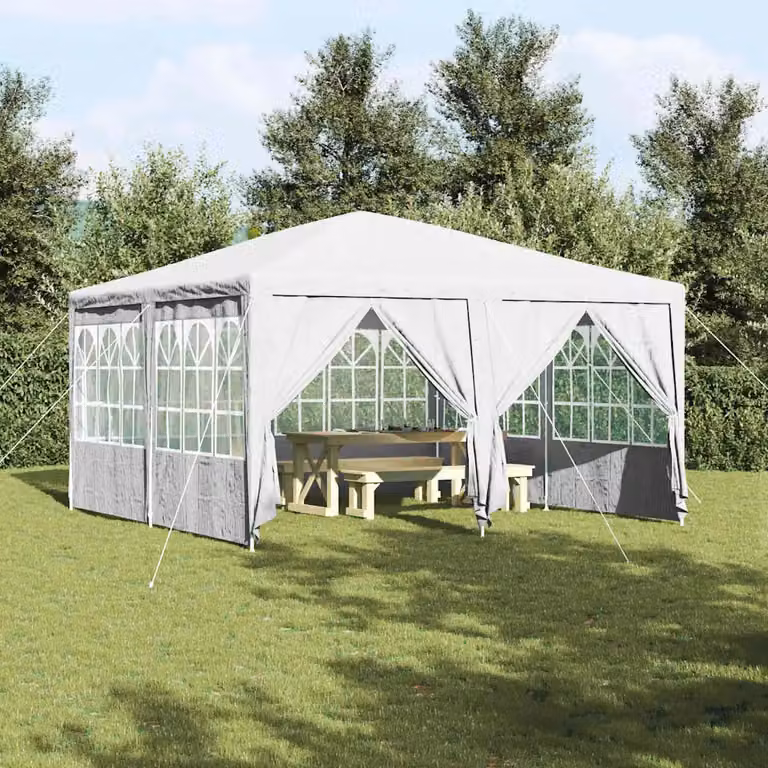 vidaXL Tenda Party in Polietilene Bianco L/P/H: 400 x 400 x 266 cm
